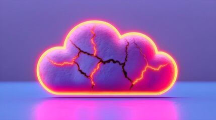 Wall Mural - Neon Cloud 3D Render, Futuristic Tech Concept