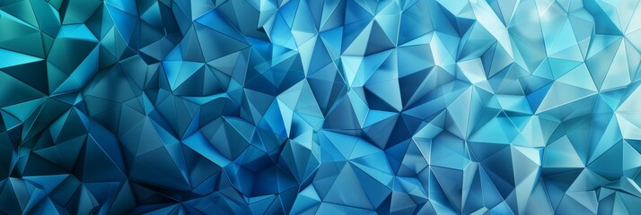 Poster - Dynamic and modern mosaic texture with abstract blue triangular facets.