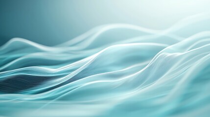 Poster - An abstract representation of soft, flowing waves in soothing shades of blue, creating a tranquil and serene atmosphere.