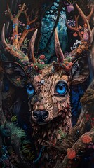 Wall Mural - Surreal Deer in a Forest of Dreams - Digital Art