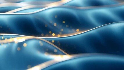 Wall Mural - abstract blue ocean waves with golden shimmer: a captivating digital abstract image of rippling blue