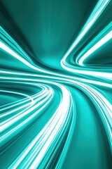 Poster - A vibrant abstract image featuring flowing turquoise light trails, creating a sense of motion and energy in a modern aesthetic.