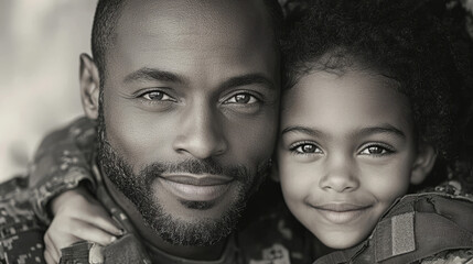 Wall Mural - A close-up of a father and daughter smiling.