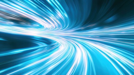 Poster - Dynamic blue light trails create a mesmerizing abstract background, perfect for technology and motion themes.