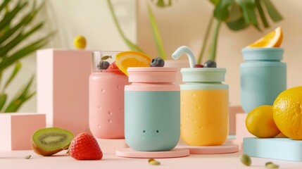 Wall Mural - Different smoothie set illustration generated by ai