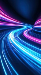 Poster - Vibrant light trails create a dynamic and energetic atmosphere, showcasing a blend of blue and pink colors against a dark background.