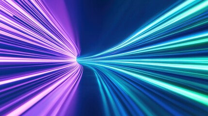 Poster - Vibrant light trails in blue and purple hues create a dynamic, futuristic effect conveying motion and energy.