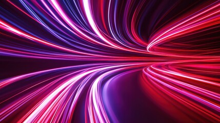 Poster - Vibrant swirl of colorful light trails creating a dynamic and energetic abstract background in striking pink and purple tones.