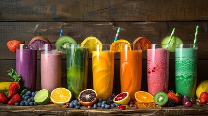 Wall Mural - Different smoothie set illustration generated by ai