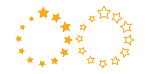 Aufkleber - stars of various sizes arranged in a circle. round frame, border. black star shape, simple symbol. d