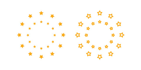 Aufkleber - stars of various sizes arranged in a circle. round frame, border. black star shape, simple symbol. d