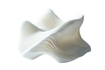 Abstract white 3D sculpture with smooth curves and layered texture, ideal for modern art and design projects.