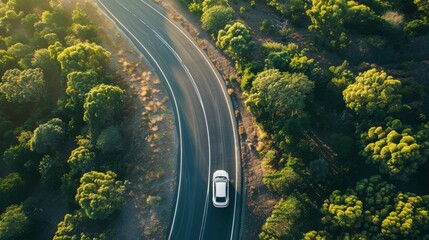 Car in the road trip top view background illustration generated by ai