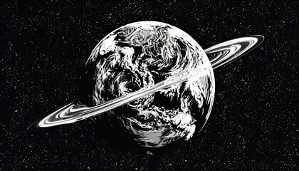 Poster - planet-sphere-space-monochrome