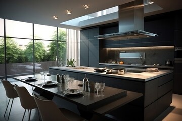 Poster - Modern kitchen interior design architecture furniture building.