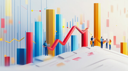 Wall Mural - charts and graphs with statistics to innovative analyze business potential and forecast future development of companies growth.