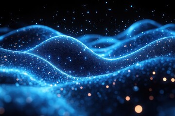 Wall Mural - Abstract Blue Glowing Waves