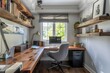 © AHNH3 - Modern Home Office with Wooden Shelves and Desk
