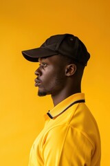 Sticker - African delivery man side portrait photo photography clothing.