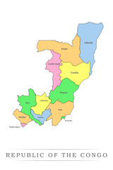  Republic of the Congo administrative divisions. Republic of the Congo map illustration vector.