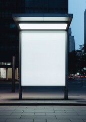 Canvas Print - Bus stop vertical billboard outdoors street transportation.