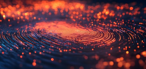 Poster - Abstract image showcasing glowing orange particles swirling in a dark background, creating a mesmerizing visual effect.