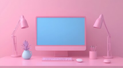 Monitor 3d render icons, illustration tecnology