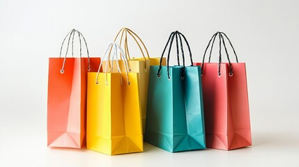 Plenty of colorful paper shopping bags on a white isolated background.