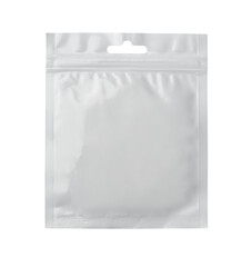 Front view of blank plastic packaging bag