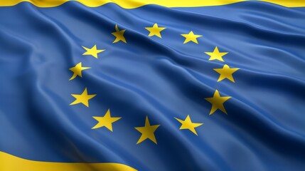 Wall Mural - Ukrainian flag featuring european union stars  a symbol of unity and aspirations