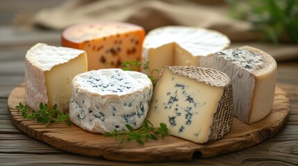 Rustic Cheese Board with Soft, Aged, and Blue Varieties