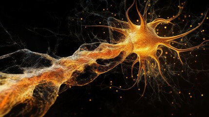 Poster - This captivating visual showcases a nerve impulse as it propagates along a neuron, illustrating the intricate electrical signals and pathways within the nervous system