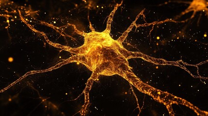 Poster - A vibrant representation of a nerve impulse moving through a neuron, showcasing the intricate pathways and structures involved in neural communication