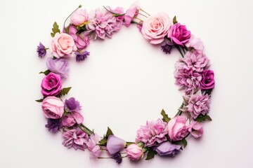 Wall Mural - Floral frame wreath flower petal plant.