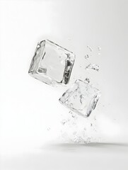 Poster - Beautifully captured image showcasing the elegant and ethereal nature of frozen crystal cubes as they delicately melt on a clean minimalist background creating a sense of purity and simplicity