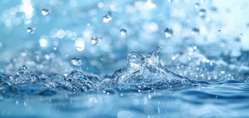 Leinwandbilder - Bright blue water droplets splash beautifully, creating a dynamic scene that captures the essence of motion and freshness.