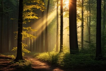 Sticker - Forest in spring forest sunlight outdoors.