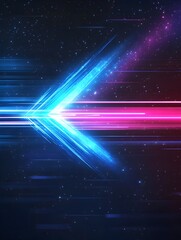 Poster - Blazing Arrow of Cosmic Energy Against Starry Backdrop with Glowing Gradient Trails   of Abstract Motion and Light Effect with Blue and Pink Hues Experimental Glitch Art Retro Futuristic Aesthetic