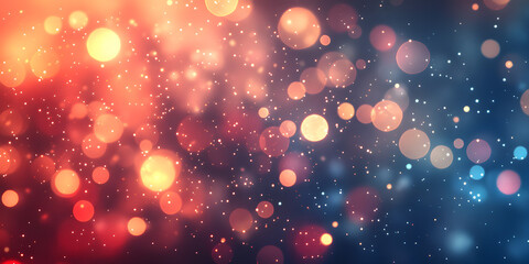 Poster - Abstract Festive Glow: Red and Blue Bokeh Background
