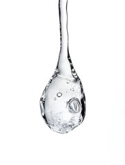 Poster - Captivating water drop captured in a frozen moment showcasing the fluid dynamics and beauty of this natural element  The transparent reflective nature of the liquid creates a mesmerizing visual study