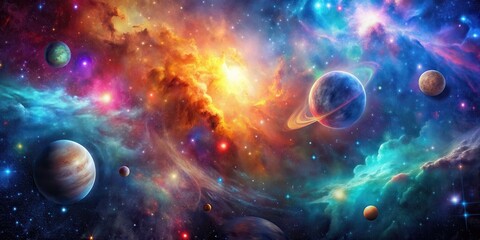 Colorful abstract space background with stars, nebulae, and cosmic elements, abstract, space, background, stars, nebulae