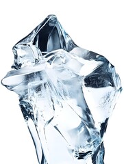 Poster - Elegant and abstract frozen crystal sculpture with sharp faceted edges and a clean minimalist style  The transparent glass like ice creates a premium high end visual with a serene