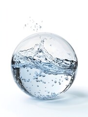 Poster - Enchanting crystal sphere with captivating flow of water splashes creating a dynamic and elegant abstract art composition