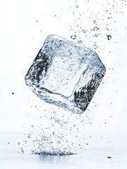 Poster - Frozen in Time A captivating cube of translucent ice showcasing the beauty of simplicity where the interplay of light and shadow creates a mesmerizing minimalist masterpiece