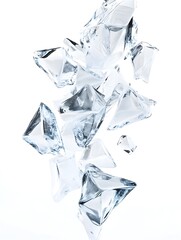 Poster - Mesmerizing abstract image showcasing the intricate faceted geometry of a captivating crystalline sculpture frozen in dazzling prismatic light  This elegant