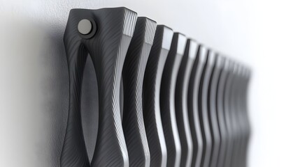 Poster - minimalist abstract 3d geometric wave pattern in striking monochrome contrast creating a captivating