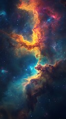 Canvas Print - A Spectacular Cosmic Nebula Vivid Colors and Star Dust.