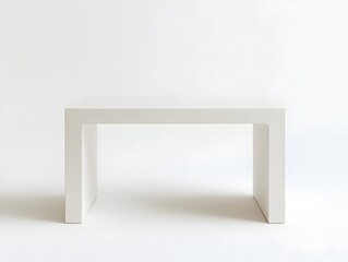 Poster - Minimalist white desk with clean lines and uncluttered surface isolated on a plain white background perfect for product showcases advertisements or branding mockups