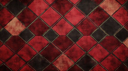 Poster - Textured red and black diamond pattern background with subtle shading details