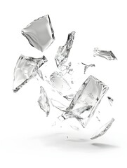 Poster - Shattered crystal fragments in dynamic motion creating an abstract design with geometric shapes transparency and refractive light effects